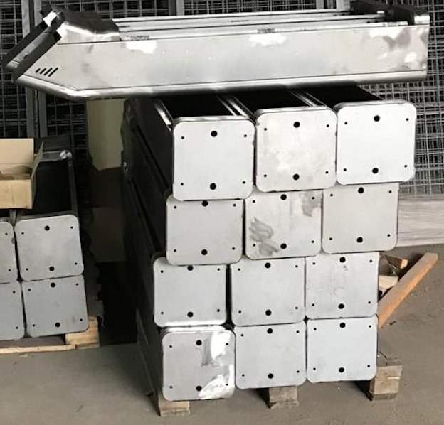 Finished QS17 terminal cabinets at the finished-goods area
