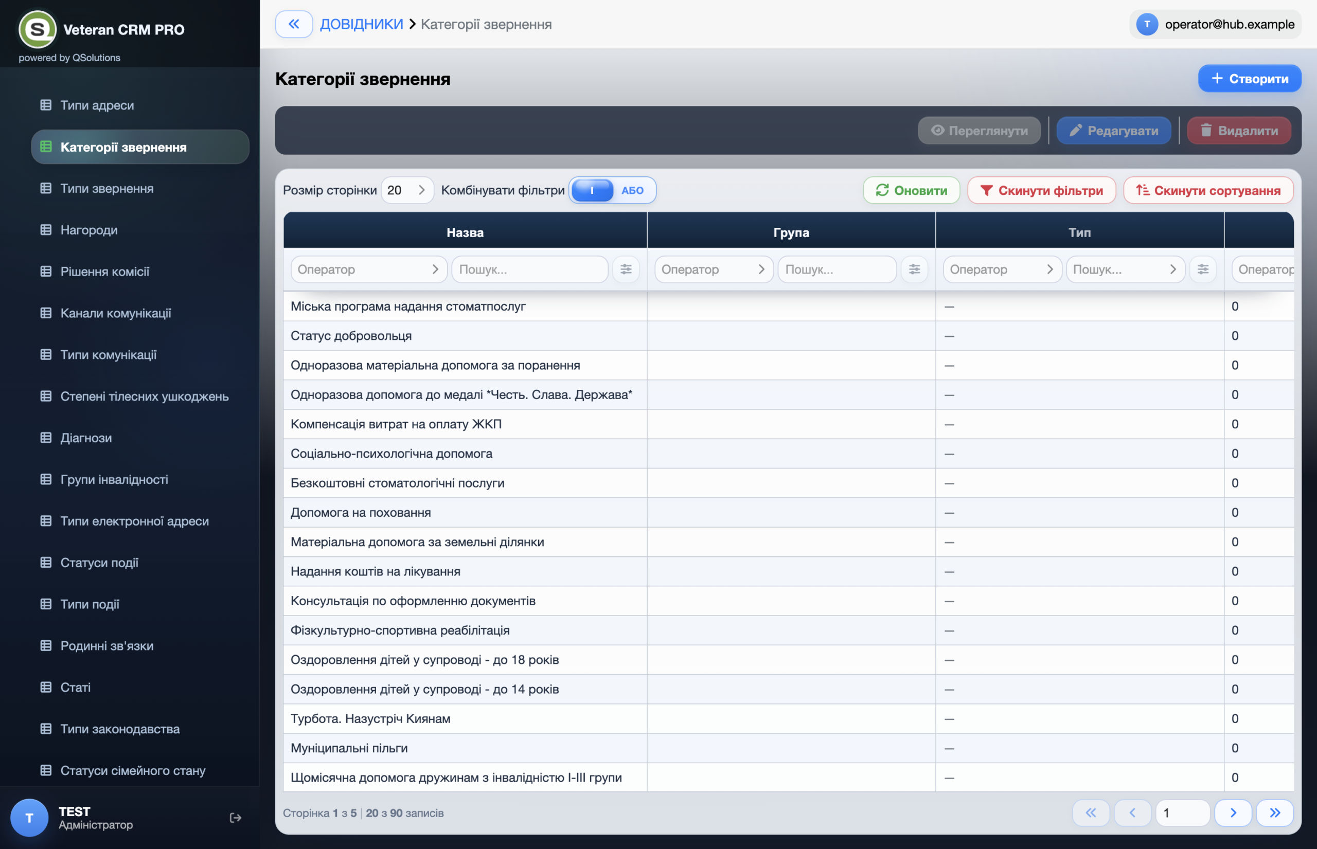 The reference-data section in Veteran CRM PRO