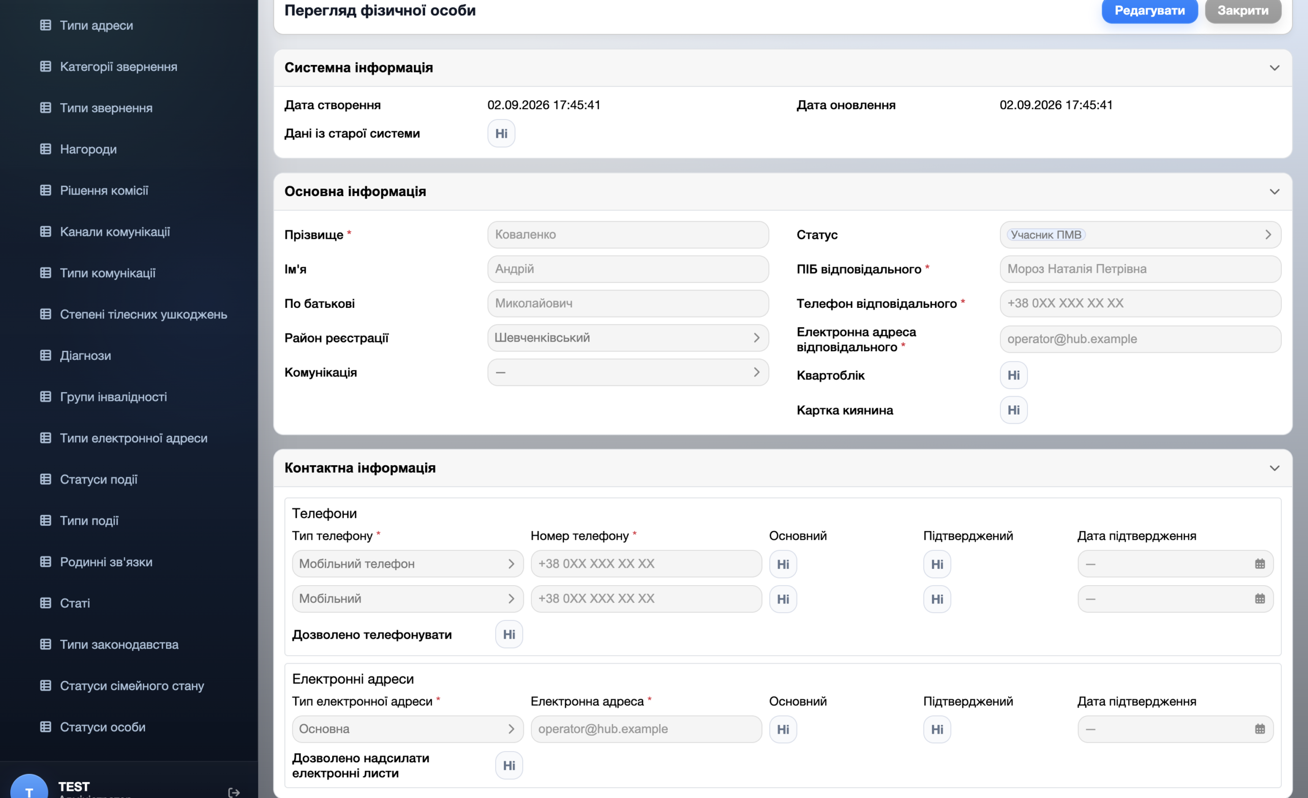 Veteran CRM PRO — person record